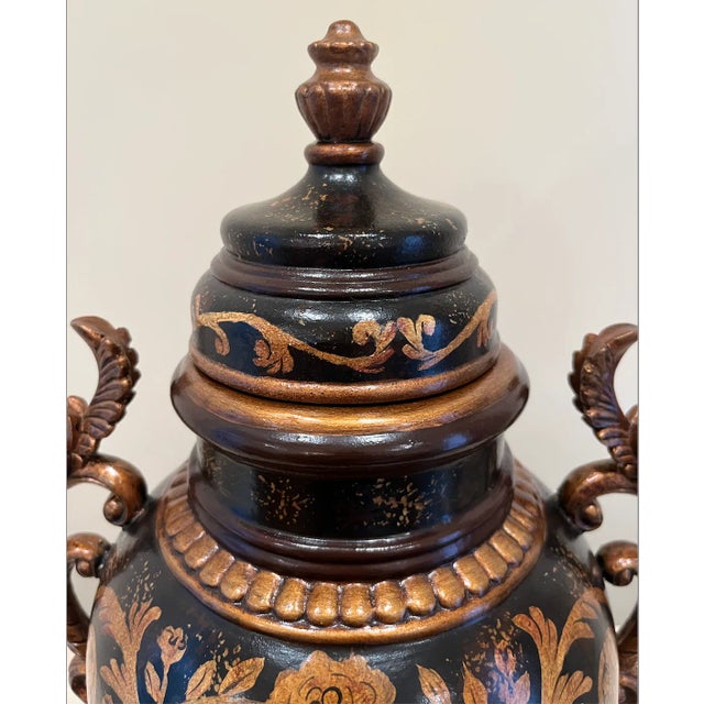 Black Grecian Style Urn With Lid For Sale - Image 8 of 12