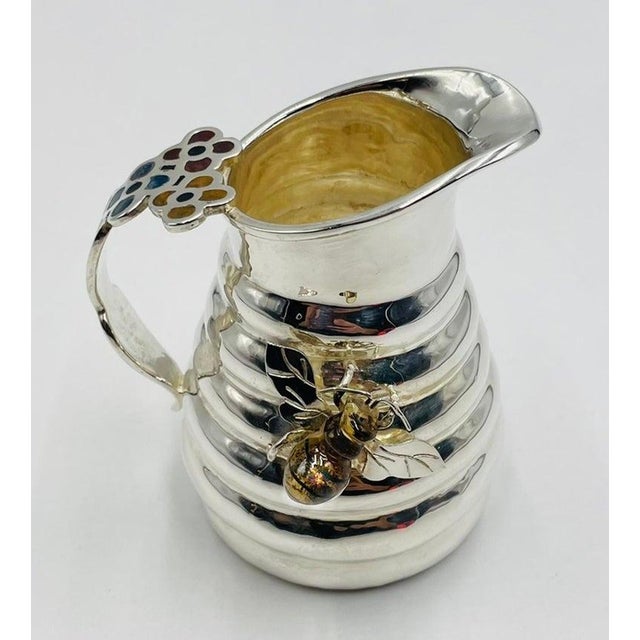 1960s Whimsical 1960s Los Castillo Bee Pitcher With Malachite & Silver Inlay For Sale - Image 5 of 16
