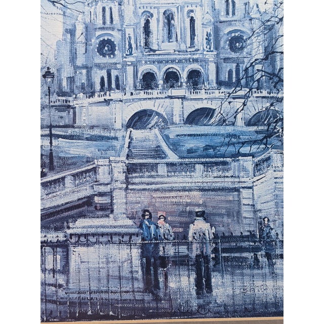 Late 20th Century Late 20th Century Jean-Pierre Brunet Sacré-Cœur Montmartre Blue Monochrome Framed Paris Print For Sale - Image 5 of 13