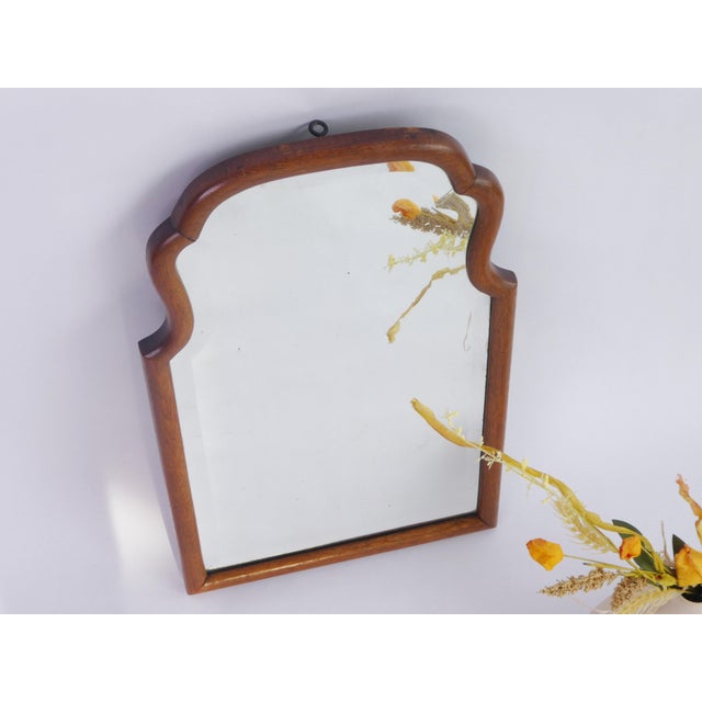 Antique Dutch Oak Scalloped Beveled Mirror, 1890s For Sale - Image 3 of 10