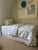 Contemporary Set of 2 Ballard Designs Emma Scalloped Bed Skirts in White/Cornflower Trim For Sale - Image 3 of 8