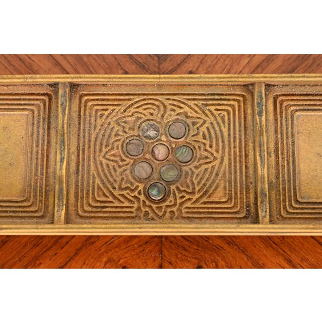 Tiffany Studios New York Bronze Doré and Abalone Pen Tray For Sale - Image 9 of 13