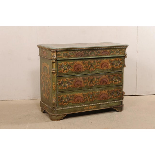 19th Century European Green Chest of Drawers For Sale - Image 4 of 12