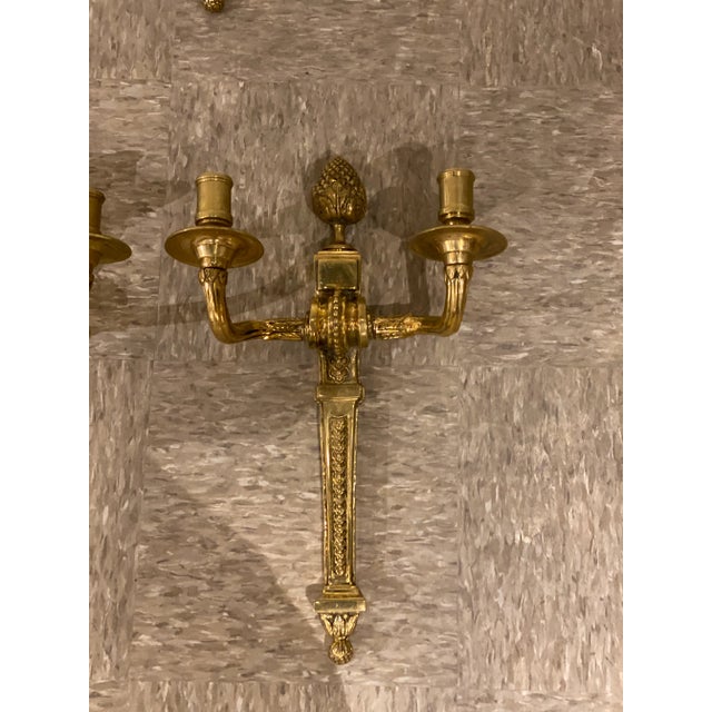 1920s 1930s French Gilt Bronze Sconces - a Pair For Sale - Image 5 of 6