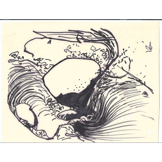 Watercolor or ink wash drawing of a river by Robert Henry Angeloch (1922-2011). Signed with an "A" upper right, bearing...