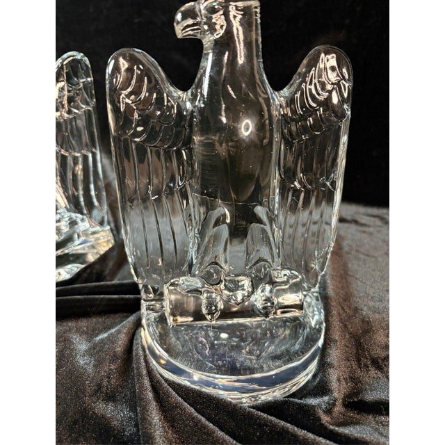 Art Deco Vintage Fostoria #2585 Crystal Eagle Bookends Pair 1940-1943 Art Deco Usa For Sale - Image 3 of 12