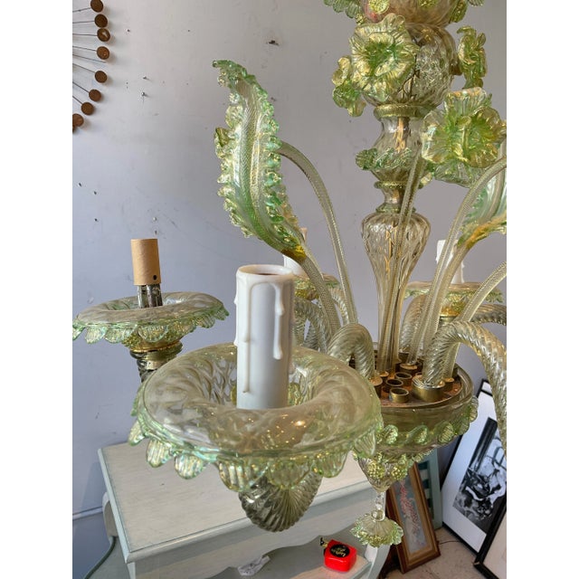 Green 1950s Green Murano Floral Chandelier For Sale - Image 8 of 12