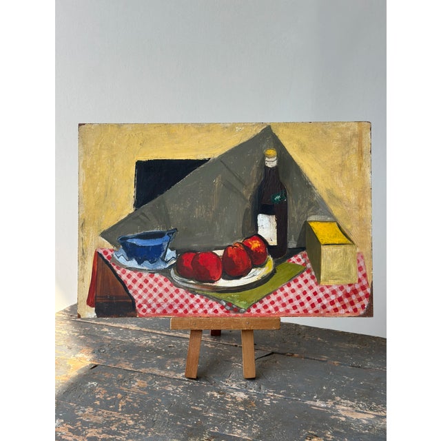 Vintage Acrylic on Board Tablescape Still Life, Circa Mid-20th Century. This still life work in acrylic on masonite...