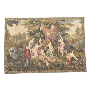 French Aubusson Style Jacquard Tapestry with the Feast of Venus, 1970s For Sale