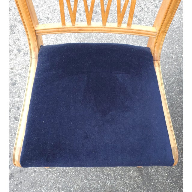 Mid-Century Modern Set of Four Mid-Century Duncan Phyfe Natural Maple and Upholstered Dining Chairs For Sale - Image 3 of 9