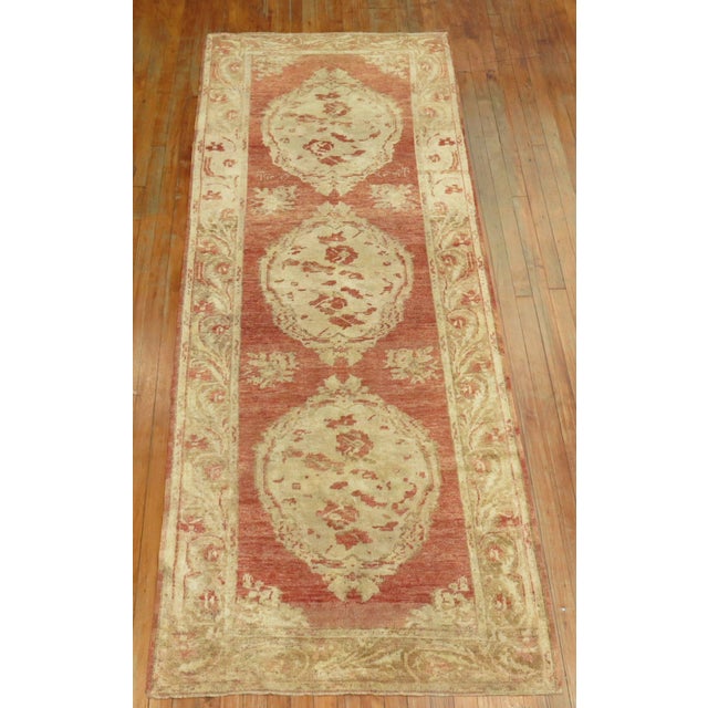 Asian Antique Zabihi Collection Antique Turkish Floral Runner - 3'5" x 9'2" For Sale - Image 3 of 12