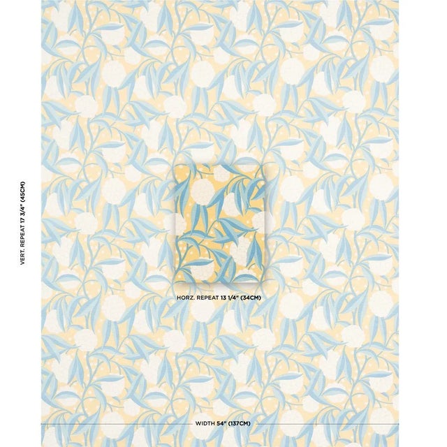 A painterly floral, Rubus features stylized two-tone leaves and large graphic globes of flowers. Also available as a...