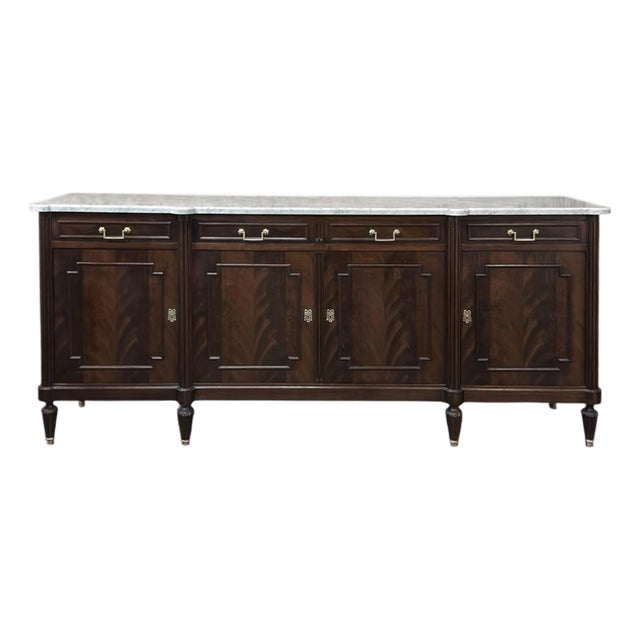 French Louis XVI Mahogany Buffet With Carrara Marble For Sale