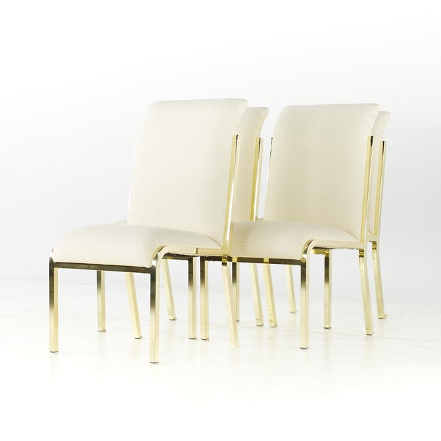 Mid-Century Modern Milo Baughman Style Mid Century Brass Dining Chairs - Set of 4 For Sale - Image 3 of 11