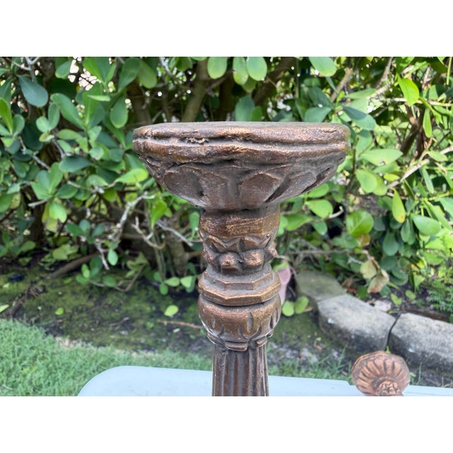 Gold Vintage Tall Neoclassical Gilt Plaster Column Candlesticks, a Pair For Sale - Image 8 of 10