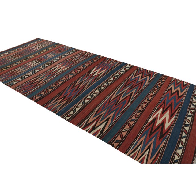 Rug & Kilim Vintage Mid-Century Shahsavan Tribal Red and Blue Wool Kilim Rug For Sale - Image 4 of 7