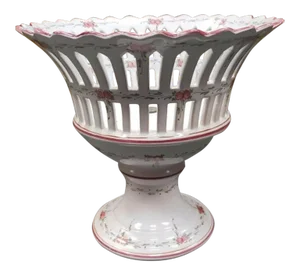 French Faience d'Art Malicorne Pottery Compote