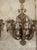 Brown Set of Four Vintage French 3-Arm Iron and Tole Sconces, Distressed Gilt Finish For Sale - Image 8 of 18