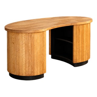 Art Deco Oak Desk, 1950s For Sale