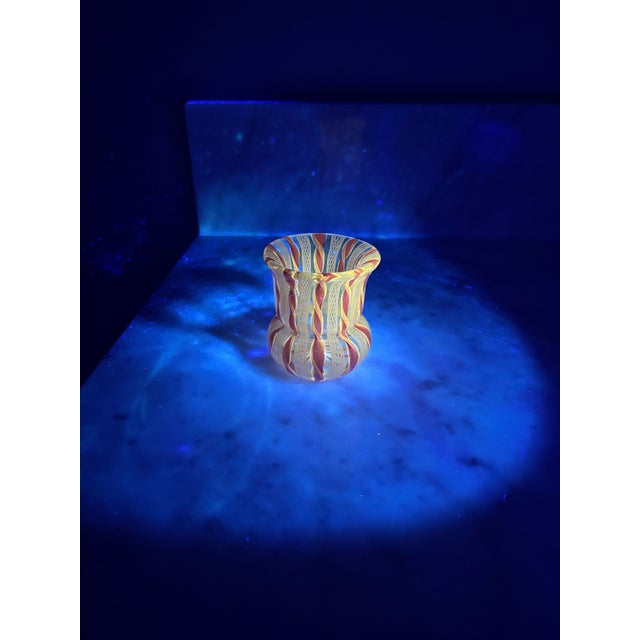 Pink 1950s Murano Pink & White Latticino Zanfirico Miniature Cabinet Vase - Manganese Glow For Sale - Image 8 of 8