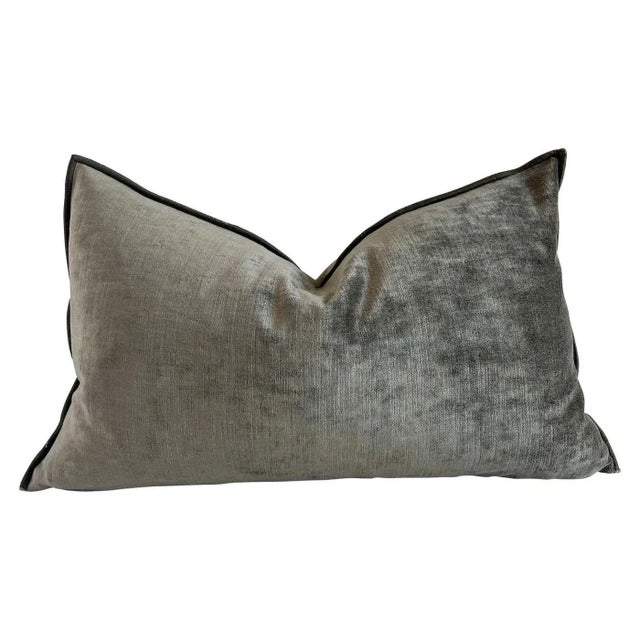 Custom cotton velvet accent pillow with down insert. Please allow 8-10 weeks for production. Color: Kaki A deep army green...
