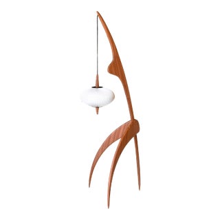 Large 21st Century Rispal 'Praying Mantis' Sculptural Floor Lamp in Mahogany For Sale