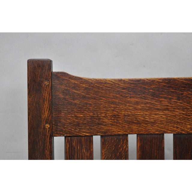 Early 20th Century Antique Stickley & Brandt Mission Oak Arts & Crafts Arm Chair With Drop Seat For Sale - Image 5 of 16