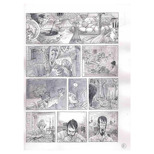 Vincenzo Bizzarri, Last Dinner, Original Illustration, 2015 For Sale
