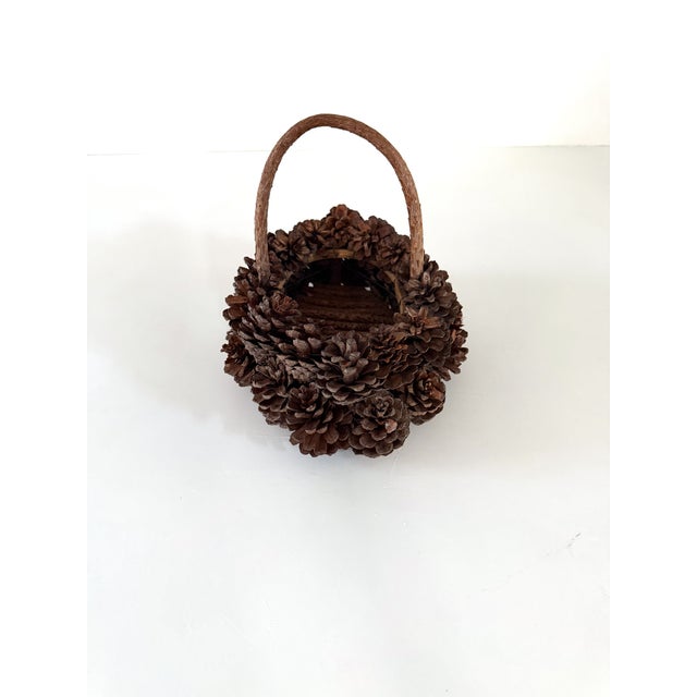 Vintage Handcrafted Pinecone Basket For Sale - Image 4 of 11