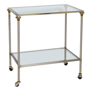 French Hollywood Regency Style Mixed-Metal Rolling Drinks Trolley, Circa 1970) For Sale