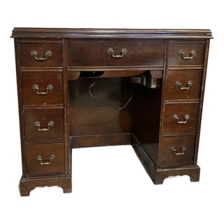 1950s Traditional Federal Kneehole Desk and Sewing Desk For Sale
