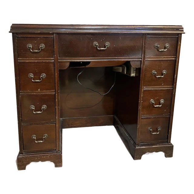 1950s Traditional Federal Kneehole Desk and Sewing Desk For Sale