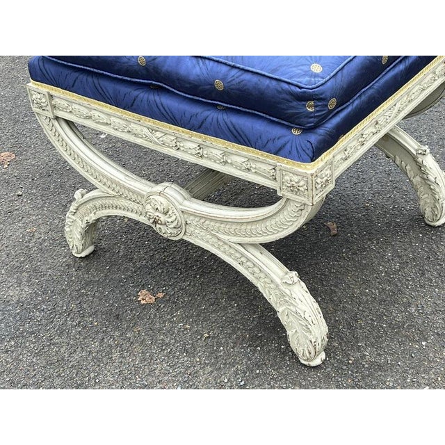 Country House Stool in Carved Frame For Sale - Image 6 of 12