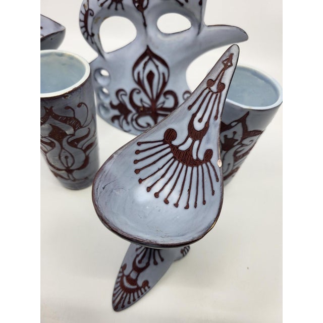 Blue Vintage Table Setting by Gabrielle Mackiewicz, France, 1950s, Set of 5 For Sale - Image 8 of 14