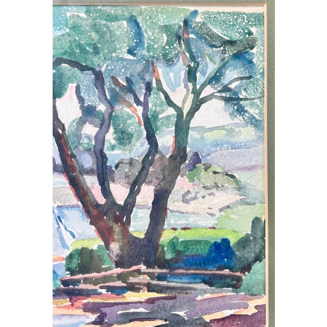 Landscape and Sailboat Scene Watercolor Painting- Framed For Sale - Image 4 of 11