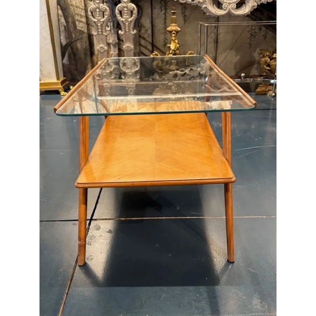 Mid Century Modern Italian Walnut and Glass Coffee Table For Sale - Image 4 of 5