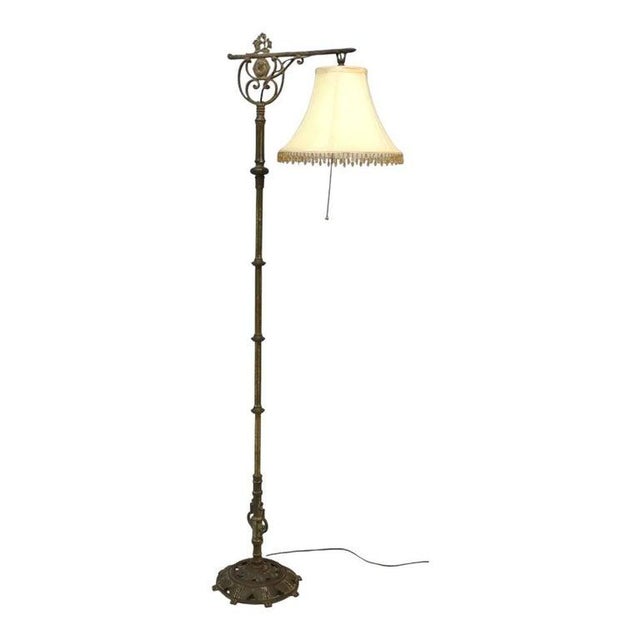 Antique Rembrandt Egyptian Revival Cast Iron & Brass Portrait Bridge Lamp C1930 For Sale - Image 11 of 14