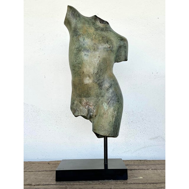 Mid 20th Century Vintage Patinated Bronze Torso of Man For Sale - Image 5 of 12