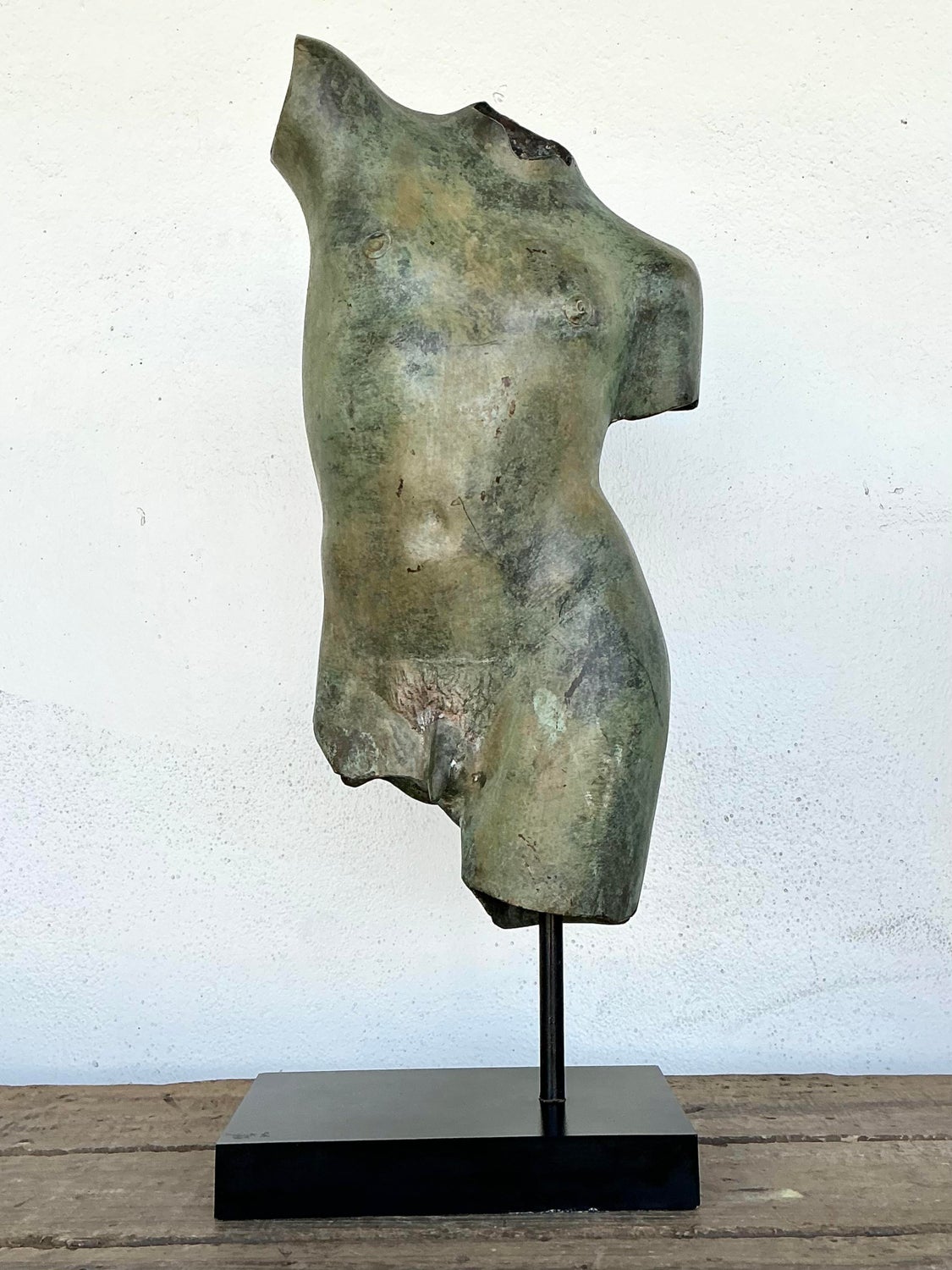 Vintage Patinated Bronze Torso of Man - Top view