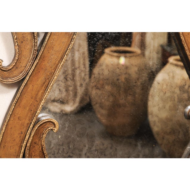 Brass Mid 20th Century Italian Lyre-Shaped Mirror W/Star Accents For Sale - Image 8 of 12