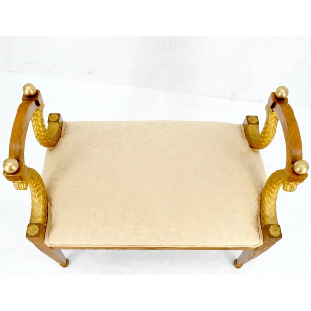 Wood Baker Carved Gilt Dolphins Motif Window Hall Bench Quality For Sale - Image 7 of 13