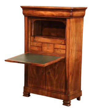 Mid-French Louis Philippe Carved Walnut Secretary Cabinet