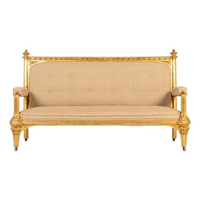 Large 19th Century English Giltwood Country House Sofa For Sale