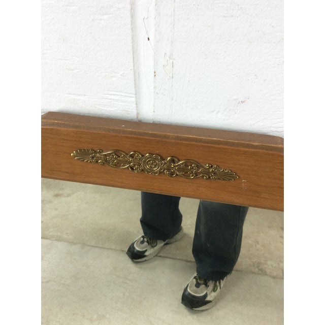 Mid-Century Modern Mid Century Modern Long Rectangular Wall Mirror With Brass Accented Wood Frame For Sale - Image 3 of 15