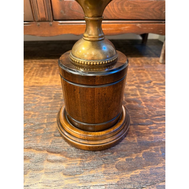 Late 20th Century Late 20th Century Frederick Cooper Brass, Glass & Wood Nautical Lantern Table Lamps - a Pair For Sale - Image 5 of 11