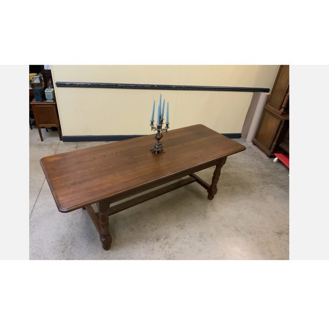 Brown Vintage Monastery Table in Oak, 1960 For Sale - Image 8 of 9