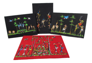 African Red & Black Artworks, 1950s , Set of 4