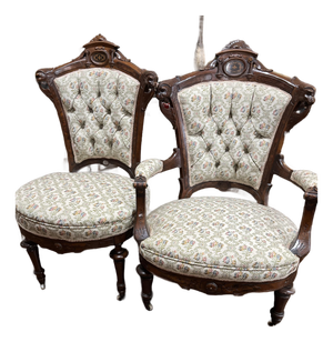 Early 20th Century Chairs Victorian Style Captain/Missus Chairs