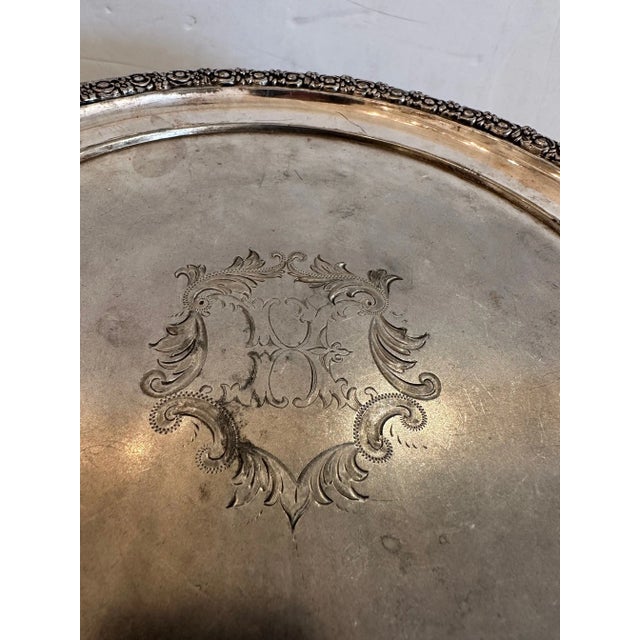 Sculpture Materials Antique Fois Bois Carved Drinks End Table With 19th Century Silverplate Tray Top For Sale - Image 7 of 10