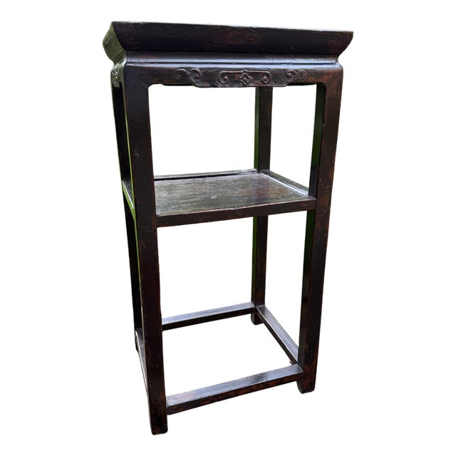 Antique Chinese 2-Tier Hardwood Stand For Sale